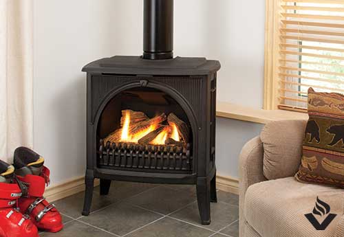 Buy a VALOR Madrona M1 free standing gas stove from Vancouver Gas Fireplaces. We also build custom fireplaces for builders