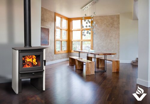 Neo 1.6 Wood Stove by Pacific Energy with Ivory Enamel Panels
